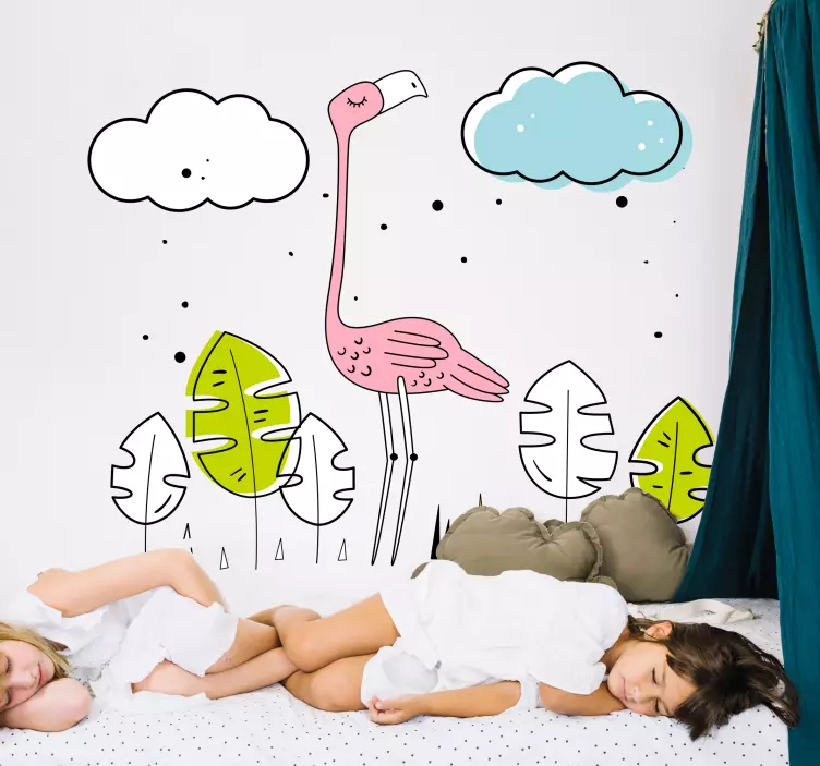 Artistic Flamingos Wall Sticker - TenStickers