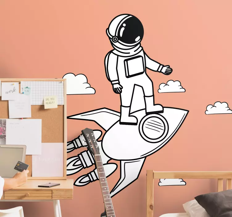 Astronaut and Rocket space sticker - TenStickers