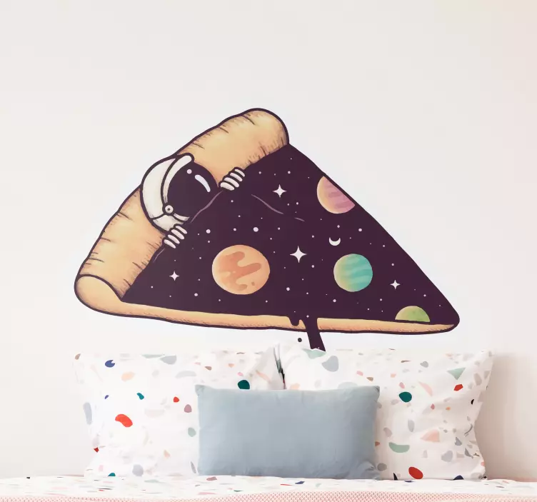 Astronaut Pizza Slice space sticker - TenStickers