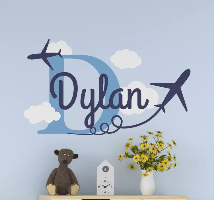 Aviation Themed Custom Name kid's sticker - TenStickers