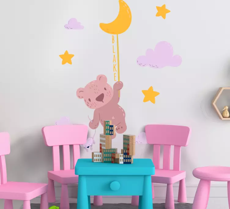 Baby bears star with name personalised sticker - TenStickers