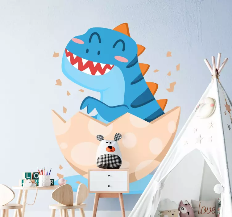 Baby dino coming out of egg  dinosaur sticker - TenStickers