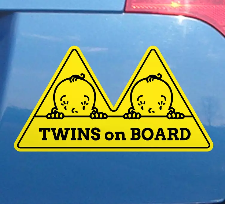 Baby on board sticker caution twins inside - TenStickers