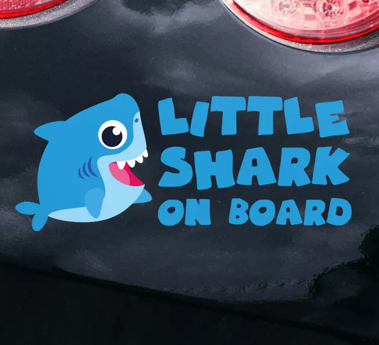 Baby on board sticker with cheerful shark design - TenStickers