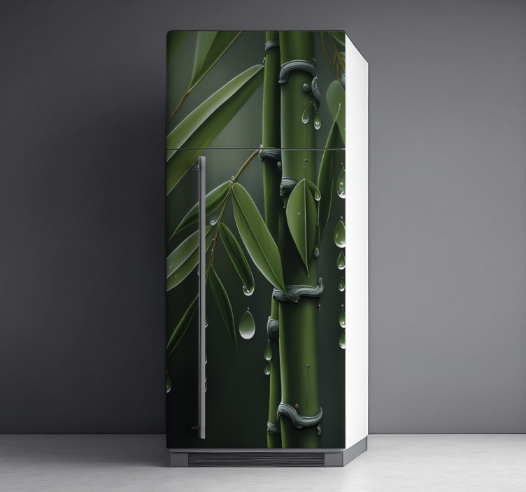 Bamboo Vinyl with Droplets fridge sticker - TenStickers