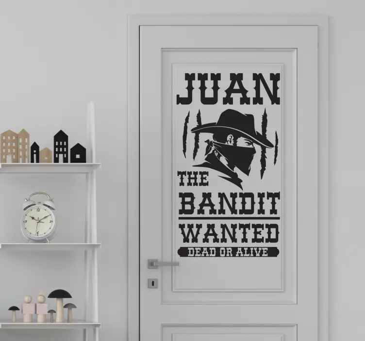 Bandit with name door sticker - TenStickers