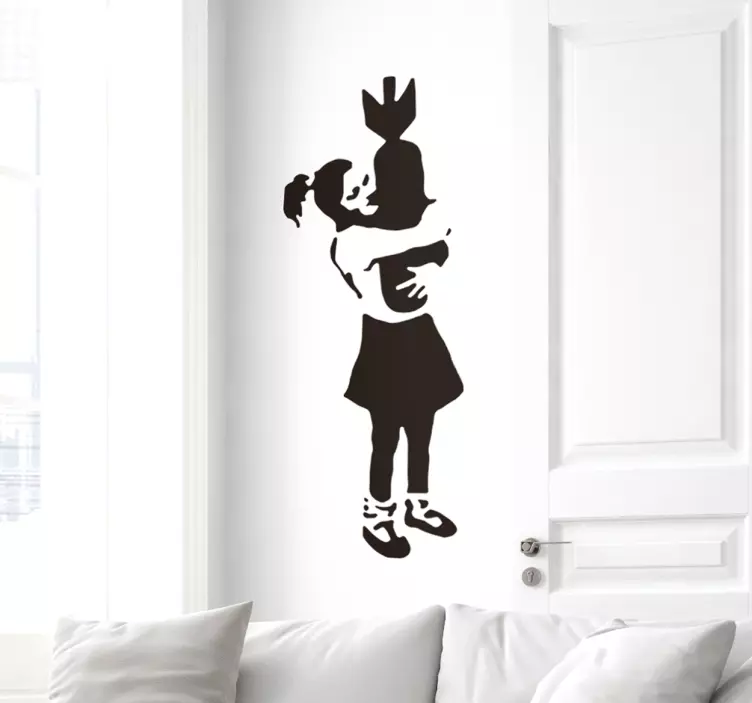Banksy hug bomb wall art sticker - TenStickers