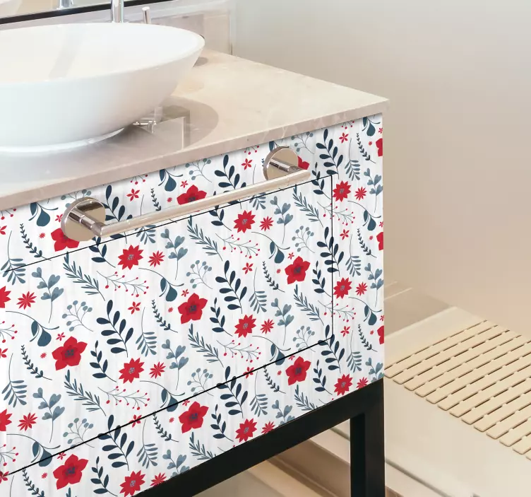 Bathroom furniture sticker flower - TenStickers
