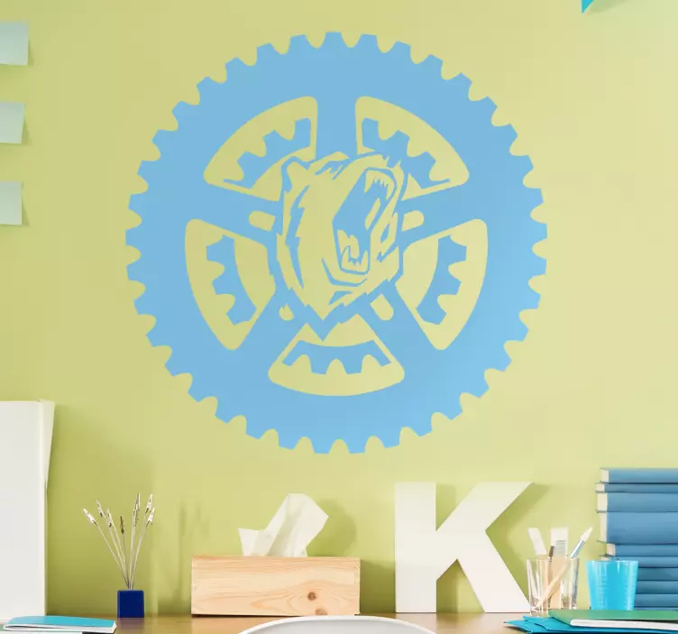 Bear wheel cycling vinyl decal - TenStickers