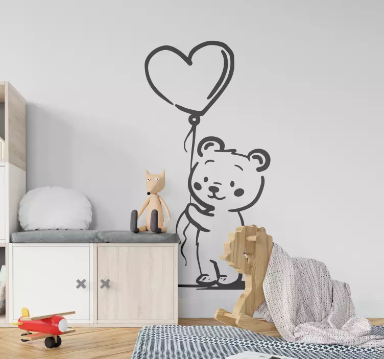 Bear With Heart Sticker - TenStickers