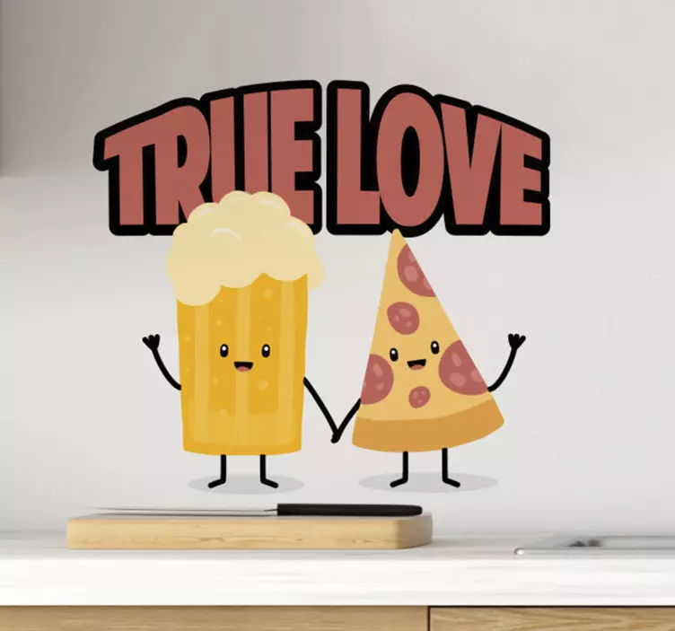 Beer and Pizza true love drink sticker - TenStickers
