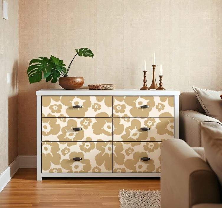 Beige poppies flower wall sticker - TenStickers
