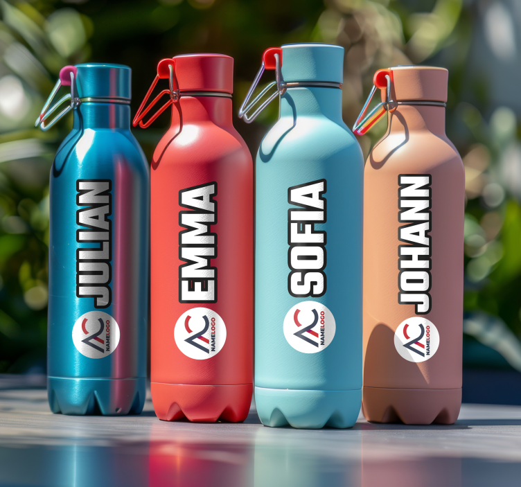 bidon with name and image customisable sticker - TenStickers