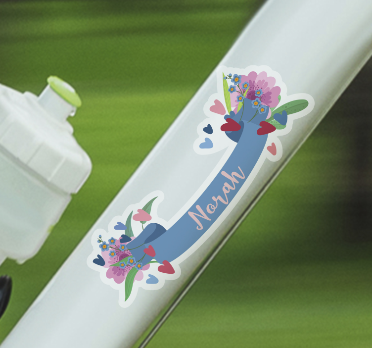 Bike sticker floral personalized banner - TenStickers