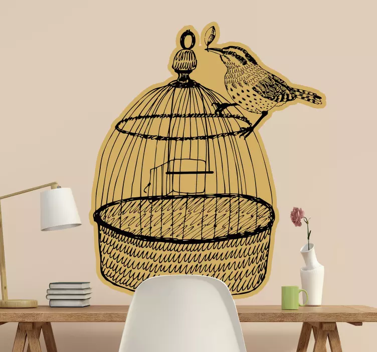 Bird Cage Art sticker birds - TenStickers