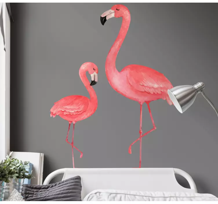 Bird sticker flamingo duo - TenStickers