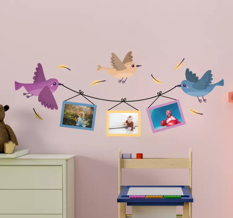 Birds Photo Frame Sticker - TenStickers
