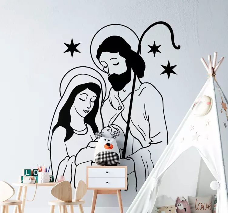 Birth of Jesus christmas sticker - TenStickers