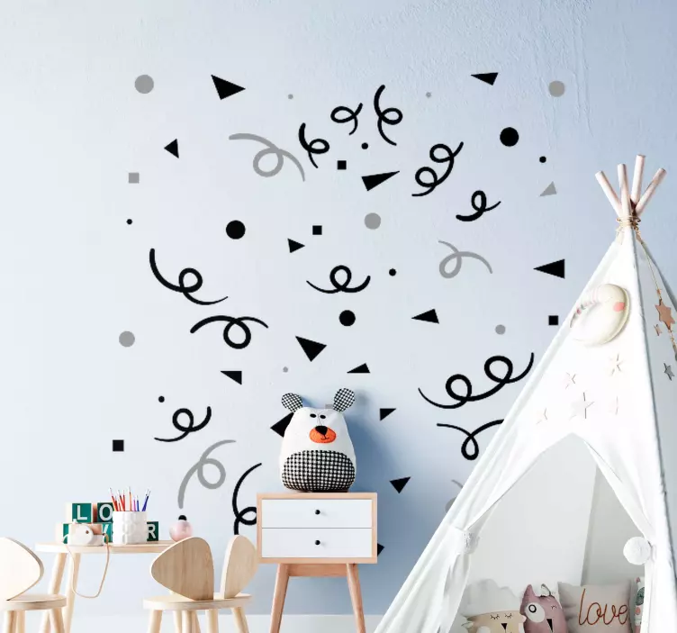 Black and grey Confetti wall sticker - TenStickers