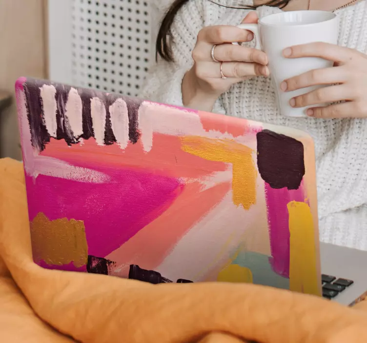 Black and Pink modern splash laptop skin - TenStickers