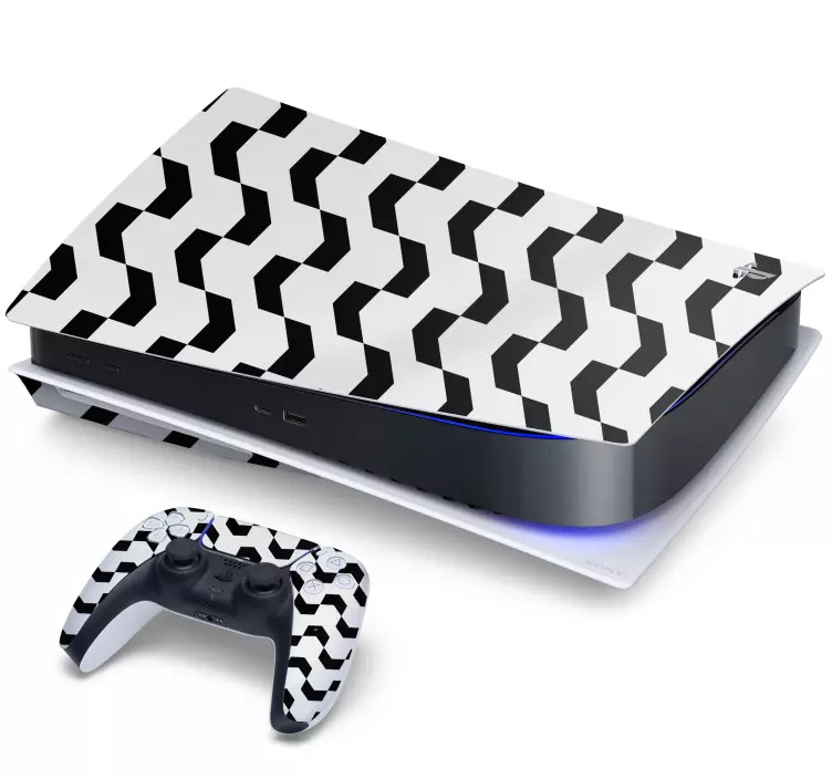 Black and white Chevron PS5 decal - TenStickers