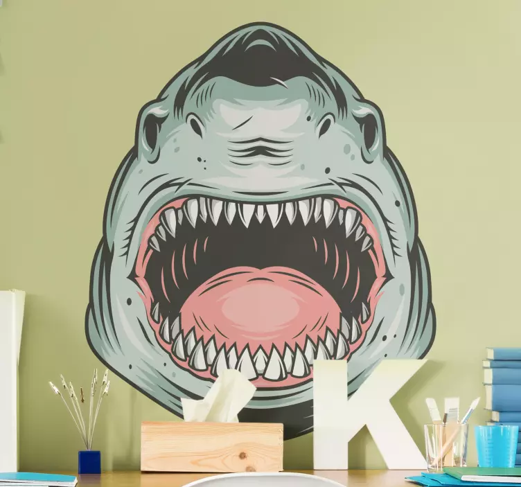 Black and white shark fish decal - TenStickers
