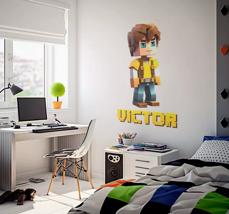 block kid video game sticker - TenStickers