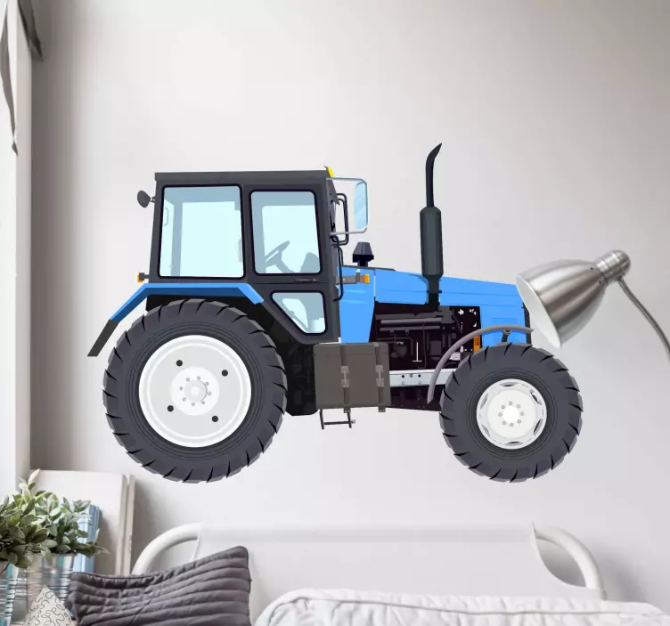 Blue modern tractor toy sticker - TenStickers