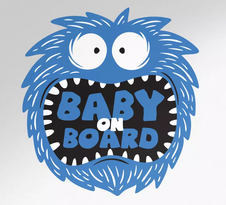 Blue monster baby on board sticker - TenStickers