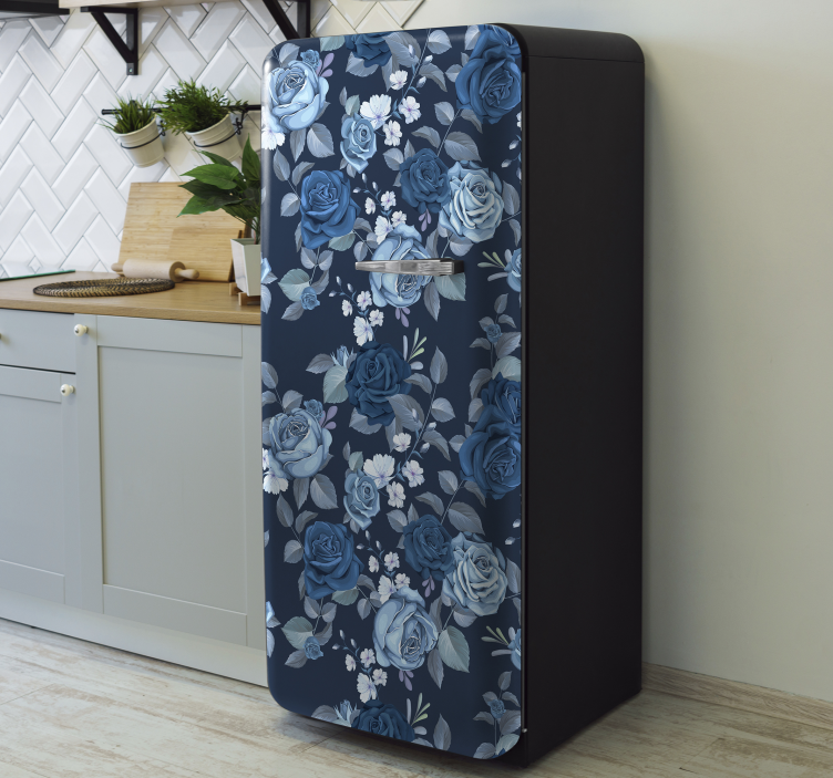 Blue roses fridge sticker - TenStickers