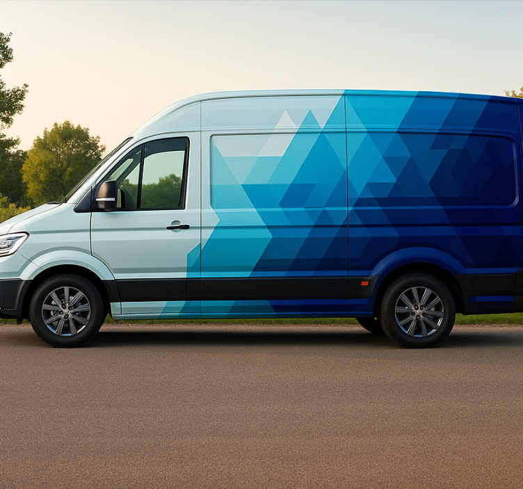 Blue triangles design van sticker - TenStickers