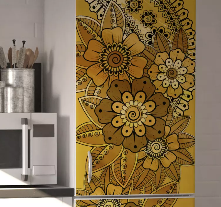 Bold floral pattern fridge sticker - TenStickers