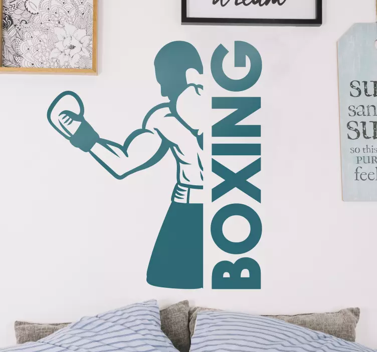 Boxing figure and text wall sticker - TenStickers