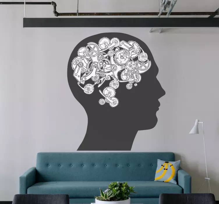 Brain with cogs science stickers - TenStickers