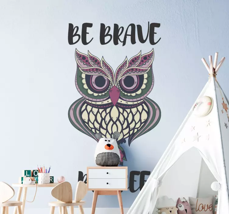 Brave Colorful Owl cat sticker - TenStickers