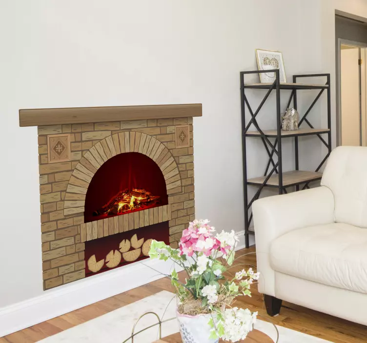 Brick fireplace visual effects wall sticker - TenStickers