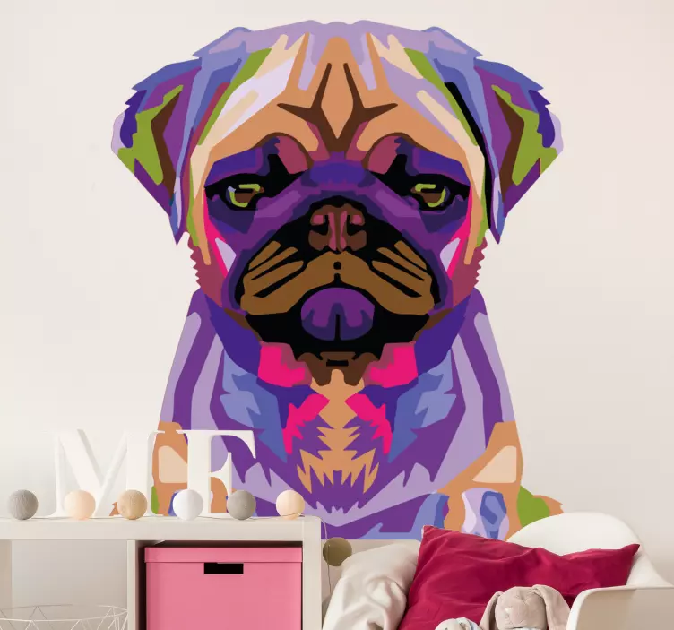Bulldog splash colours cat sticker - TenStickers