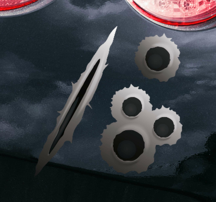 Bullet holes and scratch Car Sticker - TenStickers