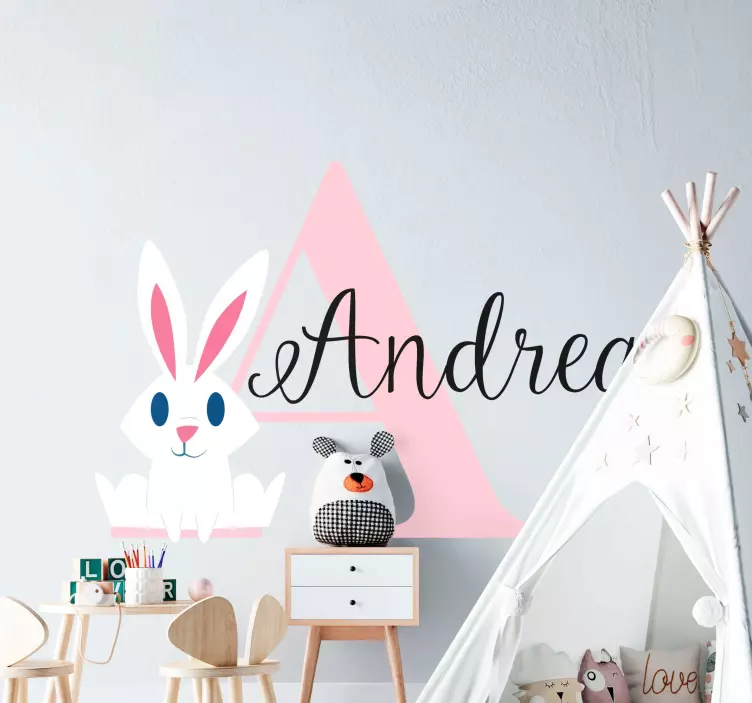Bunny Name Personalisation kid's sticker - TenStickers