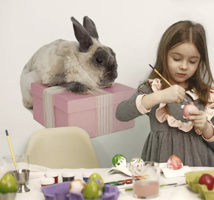 Bunny on Gift farm animal sticker - TenStickers