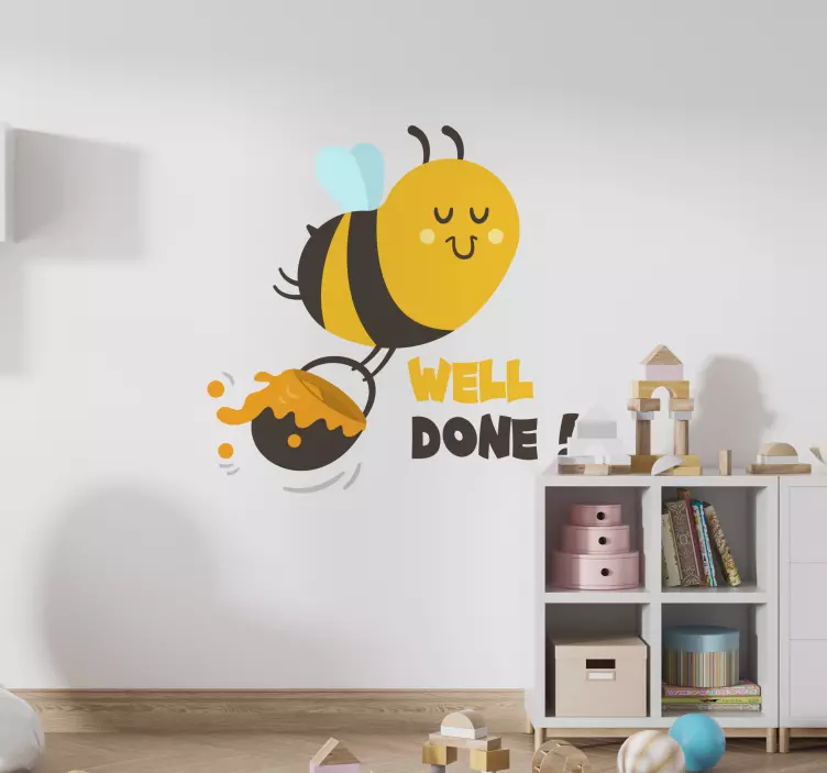 Busy bee well done teacher stickers - TenStickers