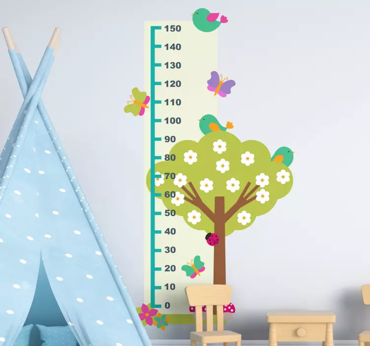 Butterfly and Tree height chart wall sticker - TenStickers