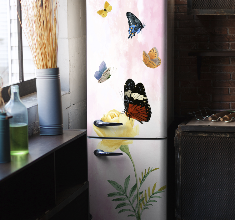 Butterfly Floral Arrangement fridge sticker - TenStickers