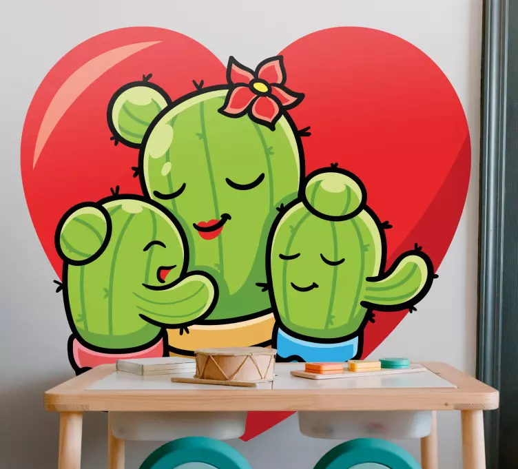 Cactus family cute children wall sticker - TenStickers