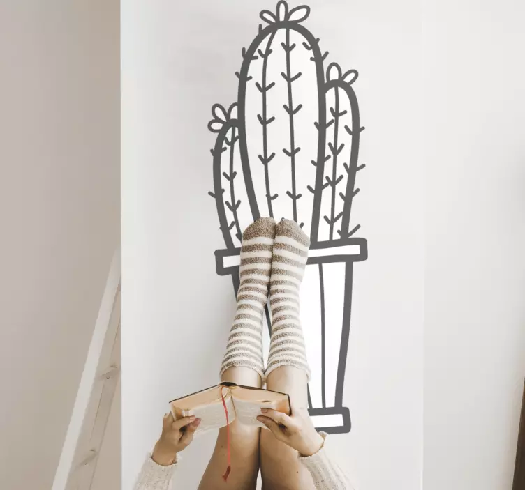 Cactus in container plant sticker - TenStickers