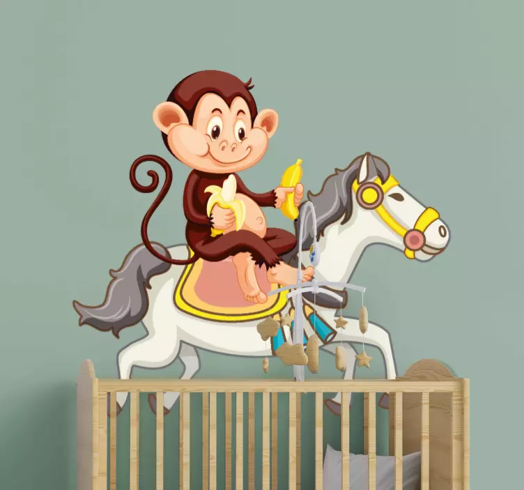Cartoon horse with a monkey animal wall sticker - TenStickers