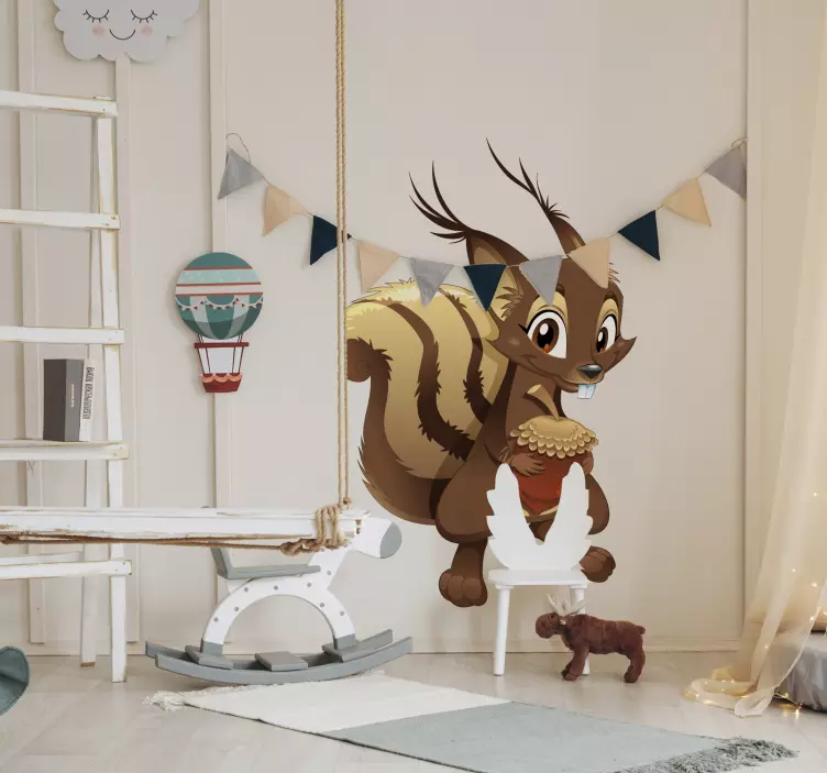 Cartoon Squirrel Children's Wall Sticker - TenStickers