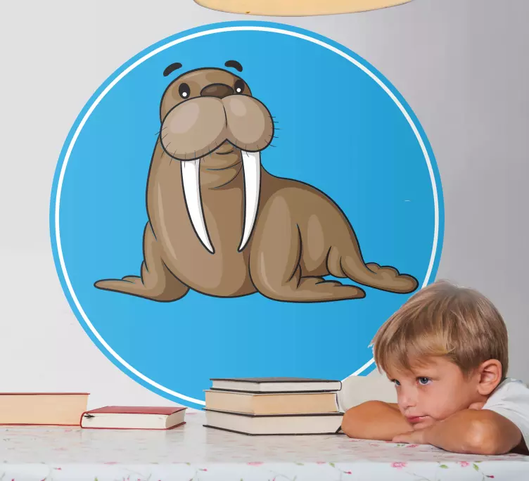 Cartoon walrus with blue background decal - TenStickers