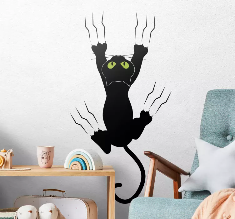 Cat on the Wall Kids Sticker - TenStickers