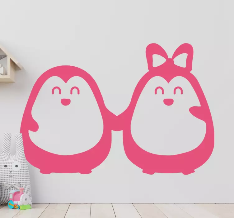 Cat sticker adorable penguin pair - TenStickers